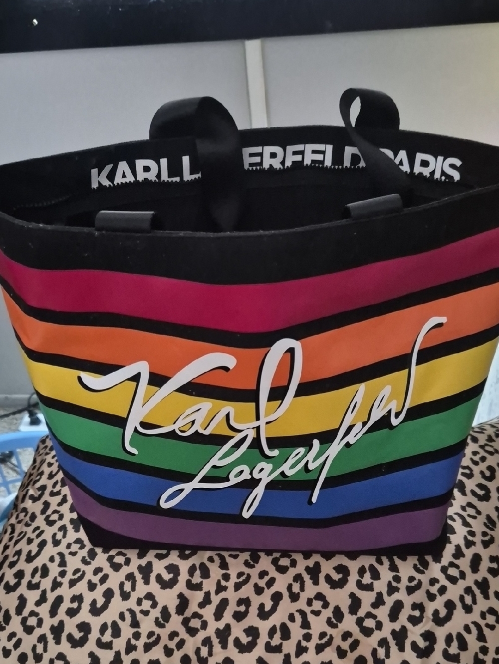 Karl Lagerfeld Rainbow Stripe Tote - Multicolor Stripes
